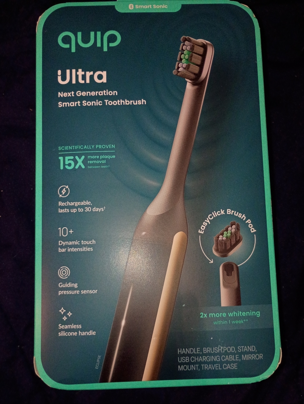 QUIP Ultra Next Generation Smart Sonic Rechargable Toothbrush (eclipse) NWT